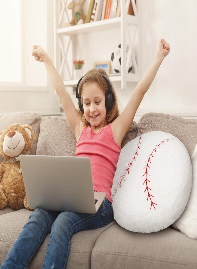 OurHonor Baseball Plush, 18 inch Baseball Pillow Soft Fluffy Football Stuffed Plushies Toy Comfortable Cushion Room Decorations Party Gift for Boy & Girls - Image 2
